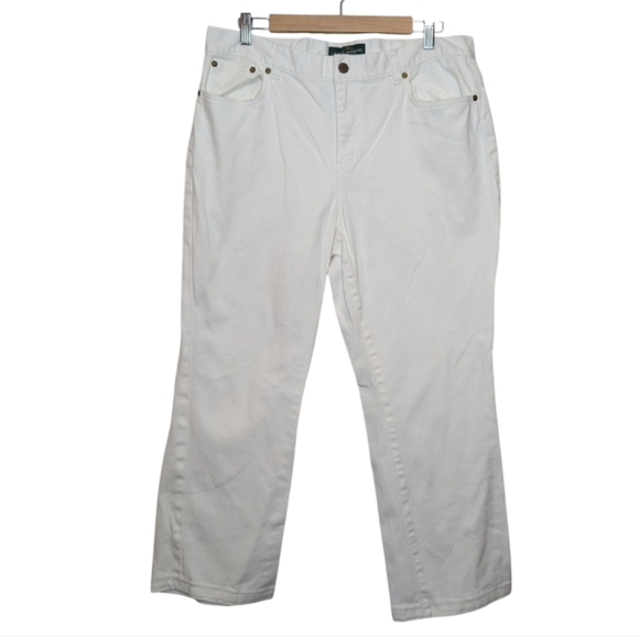 LRL Ralph Lauren Jeans 14P White Denim Classic Straight Leg Pants Petite - Picture 1 of 11